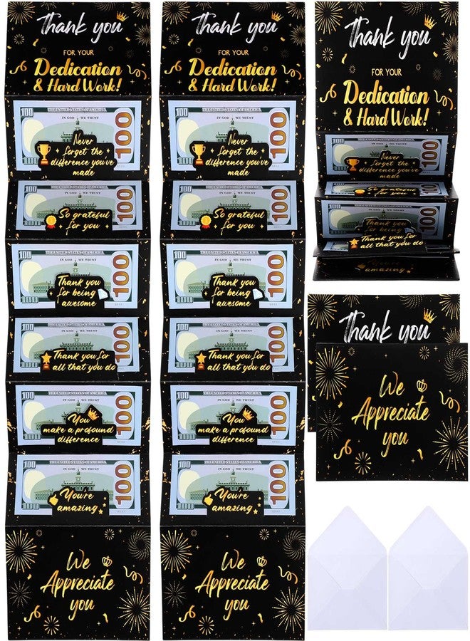 MiniInflat 2 Set We Appreciate You Money Holder Envelope for Cash Gift Black Gold Thank You for All Your Dedication Hard Work Decorations Money Card Gift Holder Teacher Employee Staff Nurse Volunteer - Image 1